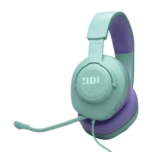 Геймърски слушалки JBL Quantum 100M2 Cyan основен изглед с кабел