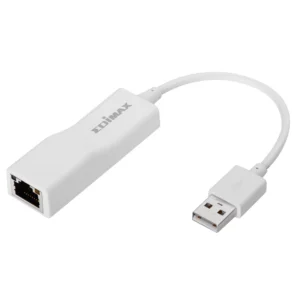 Мрежова карта EDIMAX EU-4208 USB 2.0 10/100 Mbps показана отгоре на бял фон