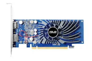 Видео карта ASUS GT 1030 2GB GDDR5 Low Profile предна страна с видими портове