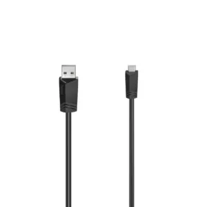Кабел HAMA USB-A мъжко - USB-B mini мъжко 1.5 м продуктова снимка с видими конектори
