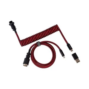 Кабел за клавиатура Keychron Premium Coiled Aviator USB-C Червен продуктова снимка