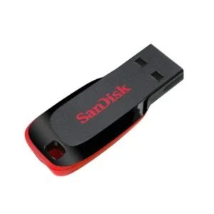 USB памет SanDisk Cruzer Blade 128GB продуктова снимка с компактен дизайн и USB-A конектор