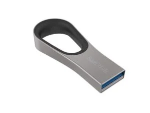 SanDisk Флаш памет Ultra Loop™ USB 3.0 128GB продуктова снимка с видим USB-A конектор и черен корпус