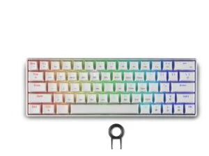 Геймърска безжична клавиатура Spartan Gear Pegasus 2 RGB White продукт снимка отпред с осветление