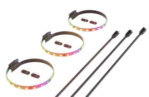 Комплект 3 бр. ARGB LED Ленти HYTE LS10 - 330 mm продуктова снимка с видими LED диоди и конектори