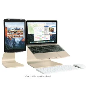 Обща снимка на поставка за таблет Rain Design mStand tablet pro с акцент върху стабилността