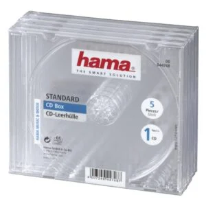 Кутийка за CD DVD HAMA Jewel Case прозрачен 5 бр. в пакет продукт снимка с видими детайли