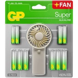 GP SUMMER PACK Алкални батерии Super AA и AAA с вентилатор опаковка отпред