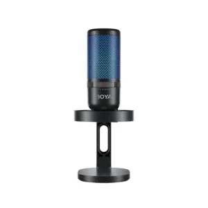 Настолен микрофон BOYA K3 с USB Type-C и RGB осветление на бял фон