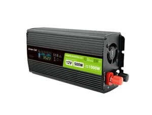 Инвертор GREEN CELL 12/220V DC/AC 500W/1000W INVGC12P500LCD предна страна с LCD дисплей