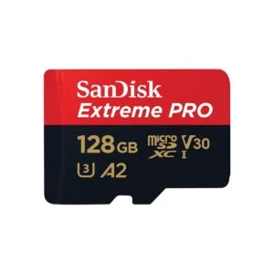 Карта памет SANDISK Extreme PRO microSDXC 128GB продуктова снимка с адаптер