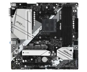 Дънна платка ASRock B550M Pro4 AM4 основна снимка с видими слотове и компоненти