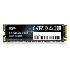 SSD Silicon Power A60 M.2-2280 PCIe Gen 3x4 NVMe 512GB продуктова снимка с видим форм фактор