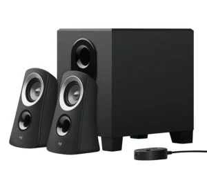 Тонколони Logitech Z313 25W - основна снимка на аудио система с черен субуфер и колони