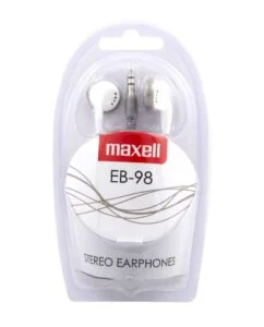 Снимка на слушалки тапи MAXELL EB-98 бели с видим дизайн и кабел