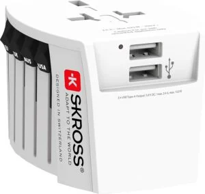 Адаптер SKROSS PRO MUV 2 x USB-A 1.302960 World Бял продукт снимка отпред