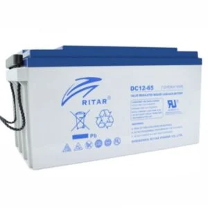 Оловна AGM Deep cycle батерия RITAR DC12-65 12V 65Ah с размери и терминали за соларни системи