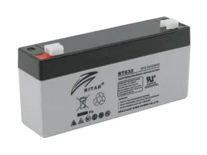 Оловна батерия RITAR RT632 AGM 6V 3.2Ah с размери 134 на 34 на 60 мм и терминал тип 1