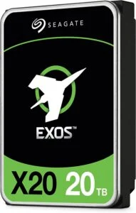 Хард диск Seagate Exos X20 20TB 256MB Cache SATA продуктова снимка показваща дизайна и интерфейса