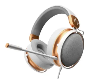 Геймърски слушалки Dark Project Sono Wired White/Gold основно изображение с кабел