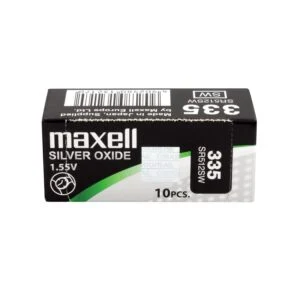Макро снимка на батерия MAXELL SR512 SW /335 с видими размери и маркировки