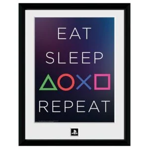GBEYE PLAYSTATION - Framed print „Eat Sleep Repeat“ (30x40) продуктова снимка с рамка и дизайн
