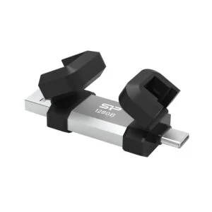 USB памет Silicon Power Mobile C51 128GB показана отстрани с видими USB конектори