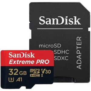 Карта памет Sandisk Extreme Pro microSDHC Card 32GB продуктова снимка с включен SD адаптер
