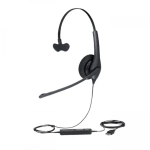 Слушалки Jabra Biz 1500 Mono USB показани отпред с видим говорител и микрофон