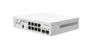 Суич MikroTik CSS610-8G-2S+IN с 8 Gigabit Ethernet порта и PoE in изглед отпред