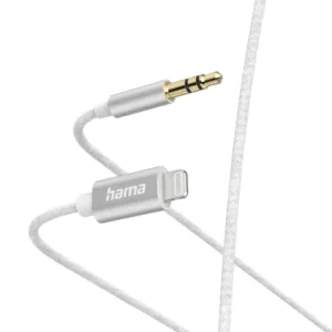 Аудио кабел HAMA Lightning мъжко към 3.5 mm жак мъжко бял продукт снимка отпред