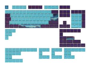 Капачки за механична клавиатура Dark Project Night Sky показани на клавиатура с ANSI и ISO layout