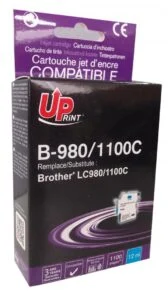 Мастилница UPRINT LC980/1100 BROTHER Cyan продуктова снимка отпред