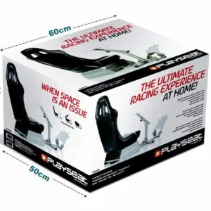 Геймърски стол Playseat Evolution Black в гейминг среда с аксесоари