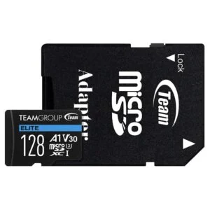 Карта памет Team Group A1 microSDXC 128GB продуктова снимка с включен SD адаптер