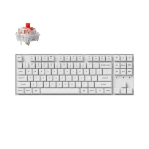 Геймърска механична клавиатура Keychron K8 Pro White K Pro Red RGB продуктова снимка от преден ъгъл