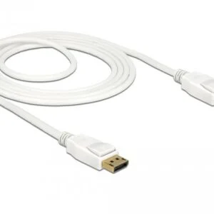 Кабел Delock DisplayPort 1.2 мъжко бял с конектори DisplayPort 20 пинови мъжки