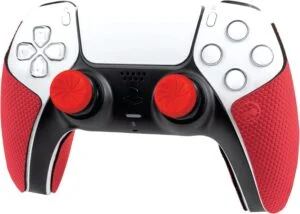 Аксесоар Kontrolfreek Performance Inferno Kit PS5 с включени сменяеми бутони и грипове за DualSense на бял фон
