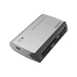 Четец за карти HAMA All in One 200129 с включен USB кабел на бял фон
