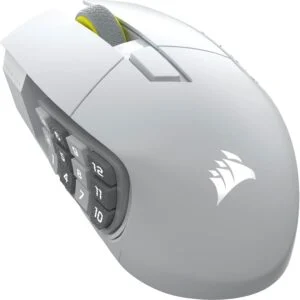 Геймърскa оптична мишка CORSAIR SCIMITAR ELITE WIRELESS SE White преден изглед на продукта