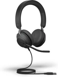 Слушалки с микрофон Jabra Evolve2 40 SE MS Stereo USB A продуктова снимка с вид отпред