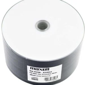 CD-R80 MAXELL 25 pk PRINTABLE 52 speed cake box снимка на продукта с кутия и дискове