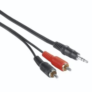 Аудио кабел HAMA 3 5 mm жак мъжко към 2 x Чинч мъжко 2м черен продукт снимка
