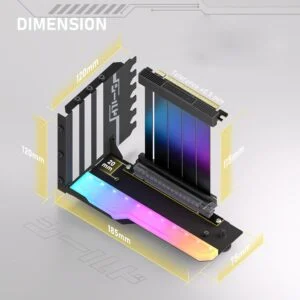 Брекет за вертикален монтаж на GPU EZDIY-FAB RGB PCIe 4.0 Riser Cable 90° детайл на кабела и конектора