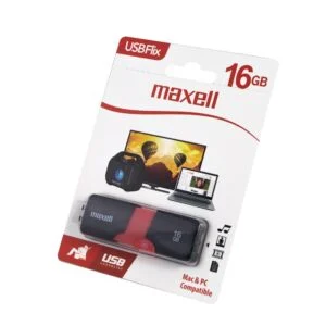 USB памет MAXELL FLIX USB 2.0 16GB Черен снимка отстрани и размери