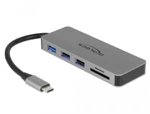Докинг станция Delock USB-A USB-C HDMI SD Micro SD PD 4K Сива основен продукт снимка