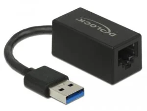 Мрежова карта Delock 66039 USB-A - RJ45 USB 3.2 Gen 1 AX88179A Gigabit Ethernet продуктна снимка отпред