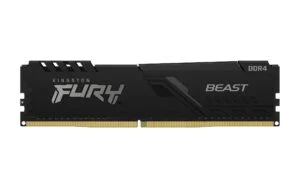 Памет Kingston FURY Beast Black 16GB DDR4 основно изображение с видими чипове и дизайн