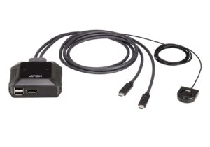 KVM превключвател ATEN US3312 2-портов 4K DisplayPort USB-C продуктна снимка отпред
