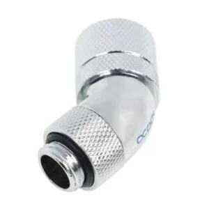 Компресионен фитинг Alphacool HF 13/10 G1/4 45° с вид отпред и въртящ механизъм